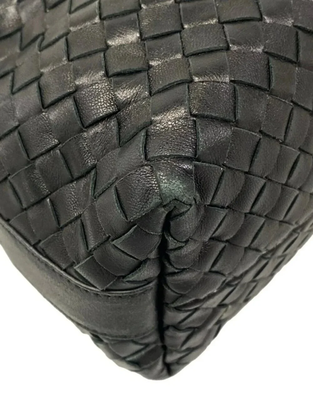 BOTTEGA VENETA Intrecciato  Black Leather Handbag